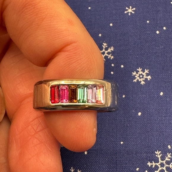 2016- New Stainless Steel Silver Band Shiny Rhinestones Ring Size 9 - Picture 7 of 11